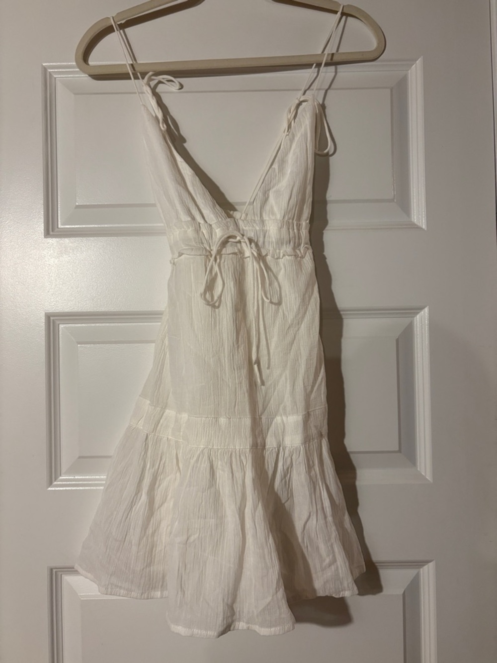 NWT Princess Polly Cream Mini Dress with Tie Straps